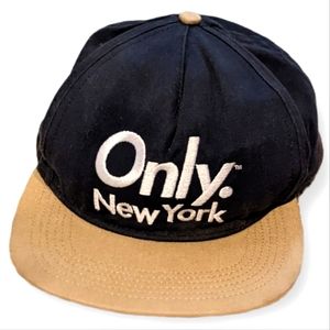 Only New York Spellout Snapback Hat Baseball Cap Black Tan Supreme Streetwear